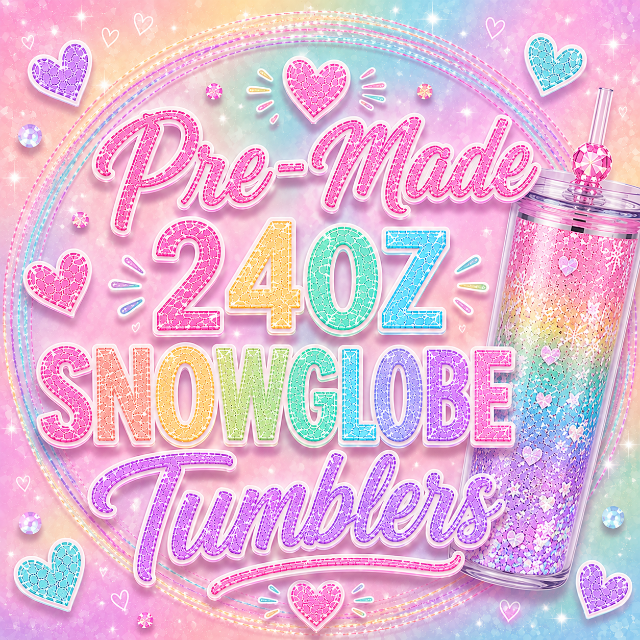 Pre-made 24oz Snowglobe Tumblers