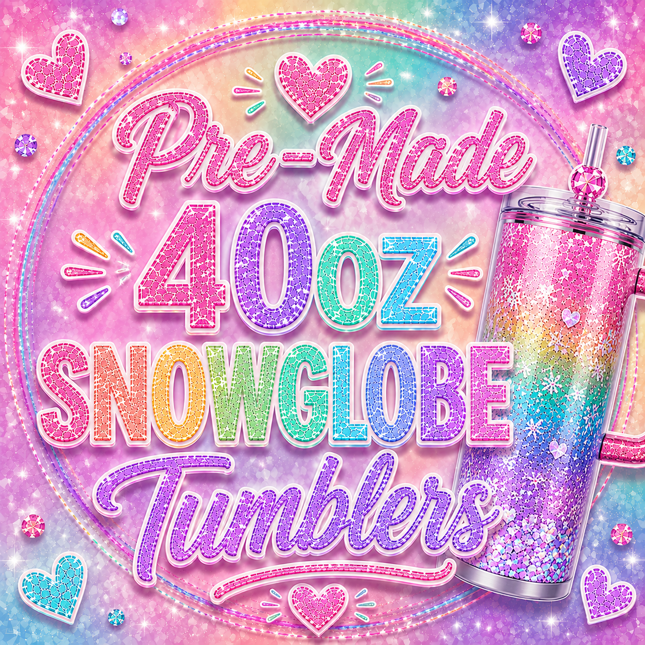 Pre-made 40oz Snowglobe Tumblers