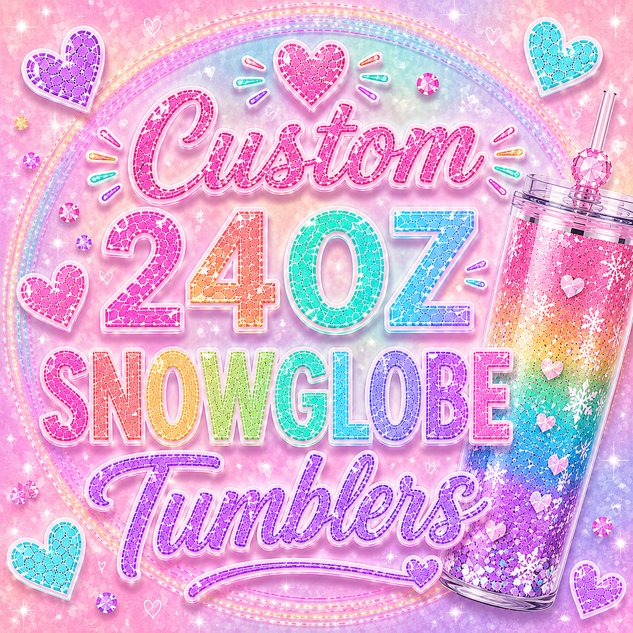 Custom 24oz snowglobe tumblers✨💖