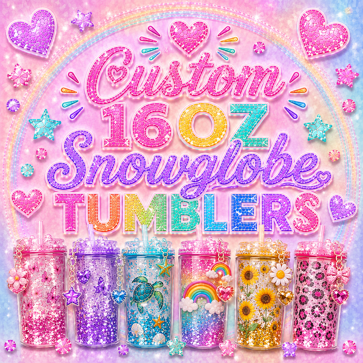 Custom 16oz Snowglobe Tumblers💖✨